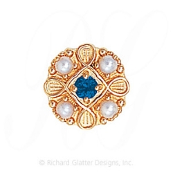 GS527 S/PL - 14 Karat Gold Slide with Sapphire center and Pearl accents 